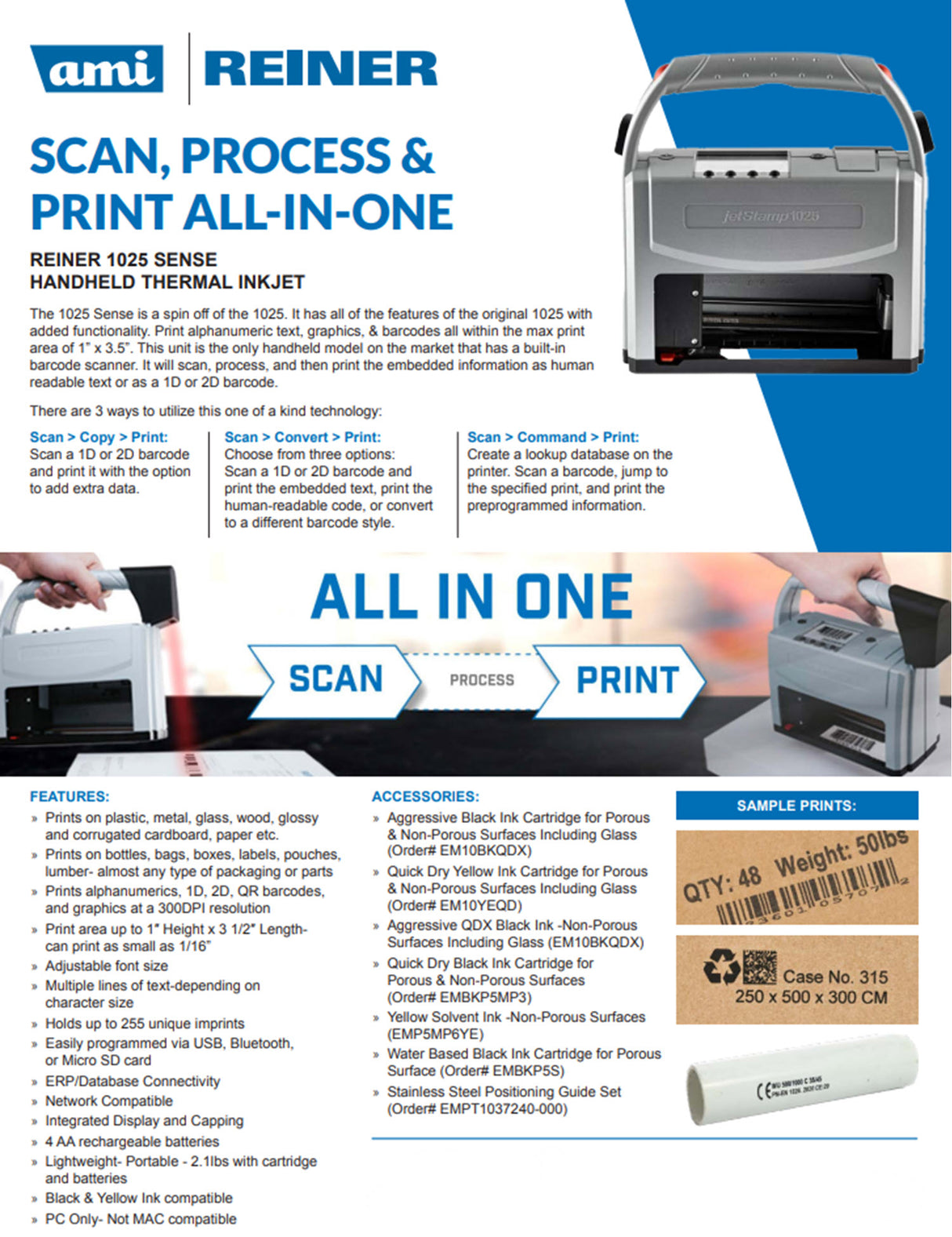 JetStamp 1025 Handheld Inkjet (EM1025) – No Ink Included