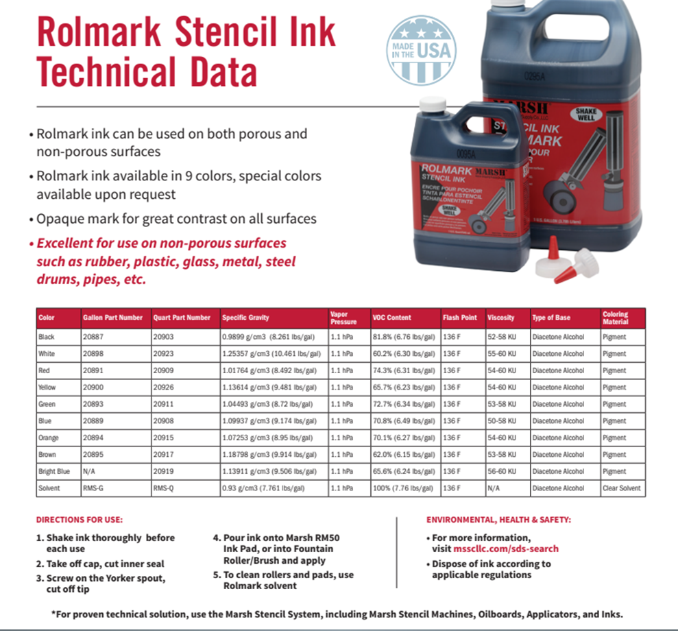 Red Rolmark Stencil Inks - 1 Quart - 20909